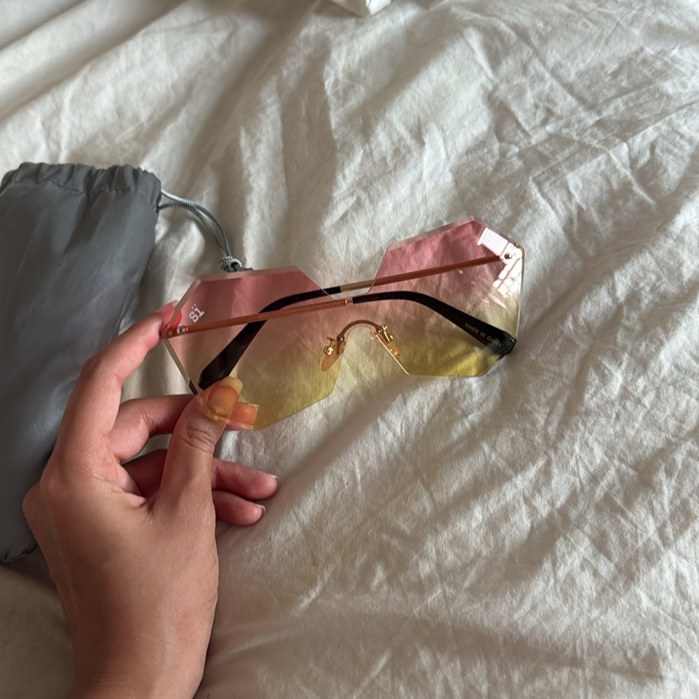 Si Wear Oversized Gradient Sunglasses pink yellow - Picture 2 of 7